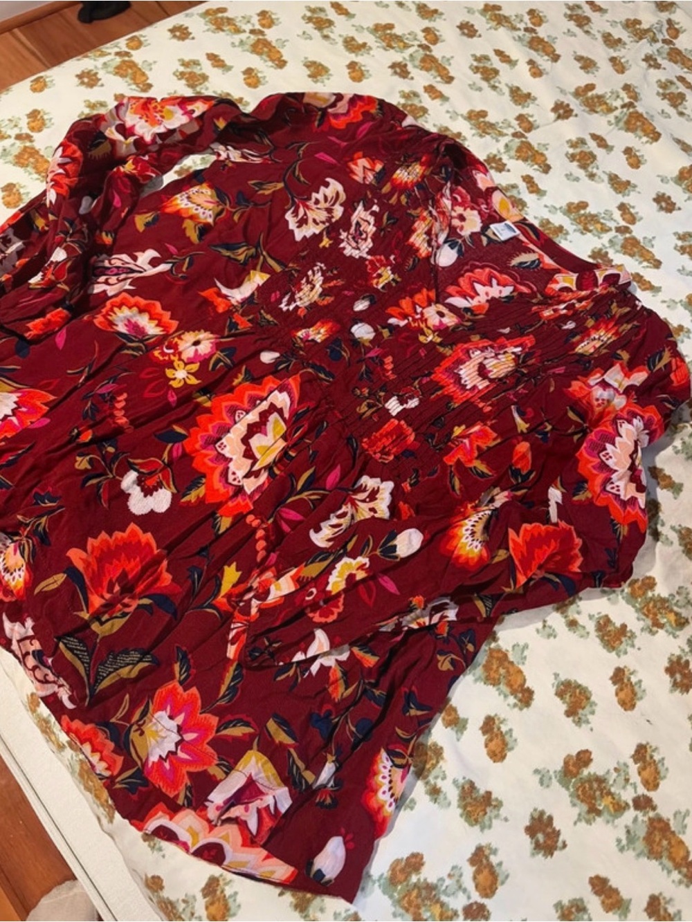 Old Navy Burgundy Floral peasant top